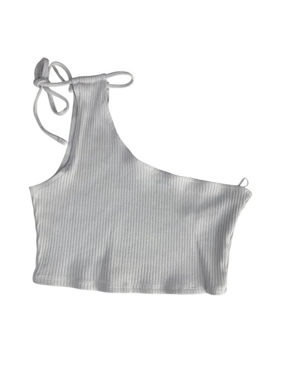 aerie Tops - Aerie Crop Top Ribbed One Shoulder Tie Strap Large White Summer
